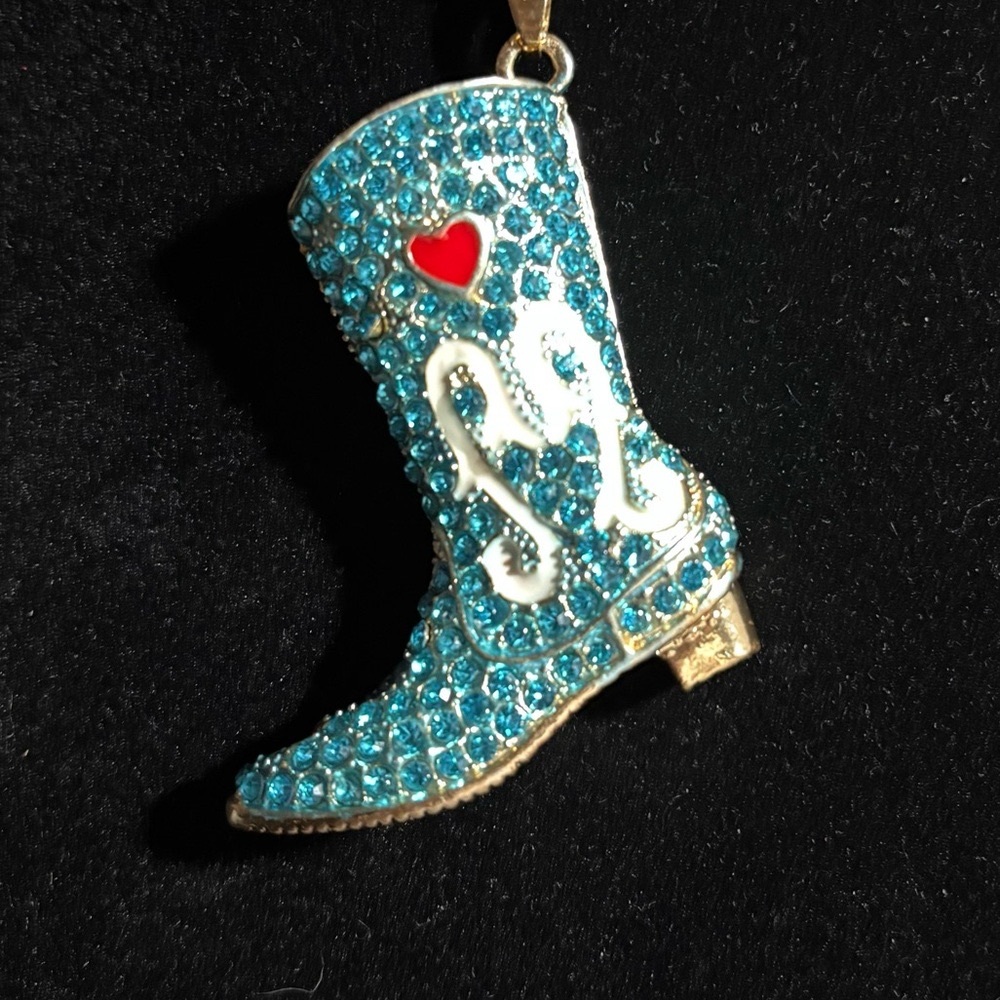 Betsey Johnson’s, Country Boot Necklace, NWT, w/24” Gold-Tone Chain, Unique.
